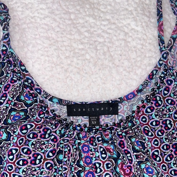 Sanctuary Blue Red A-Line Midi Skirt High-Low Casual - Picture 5 of 8